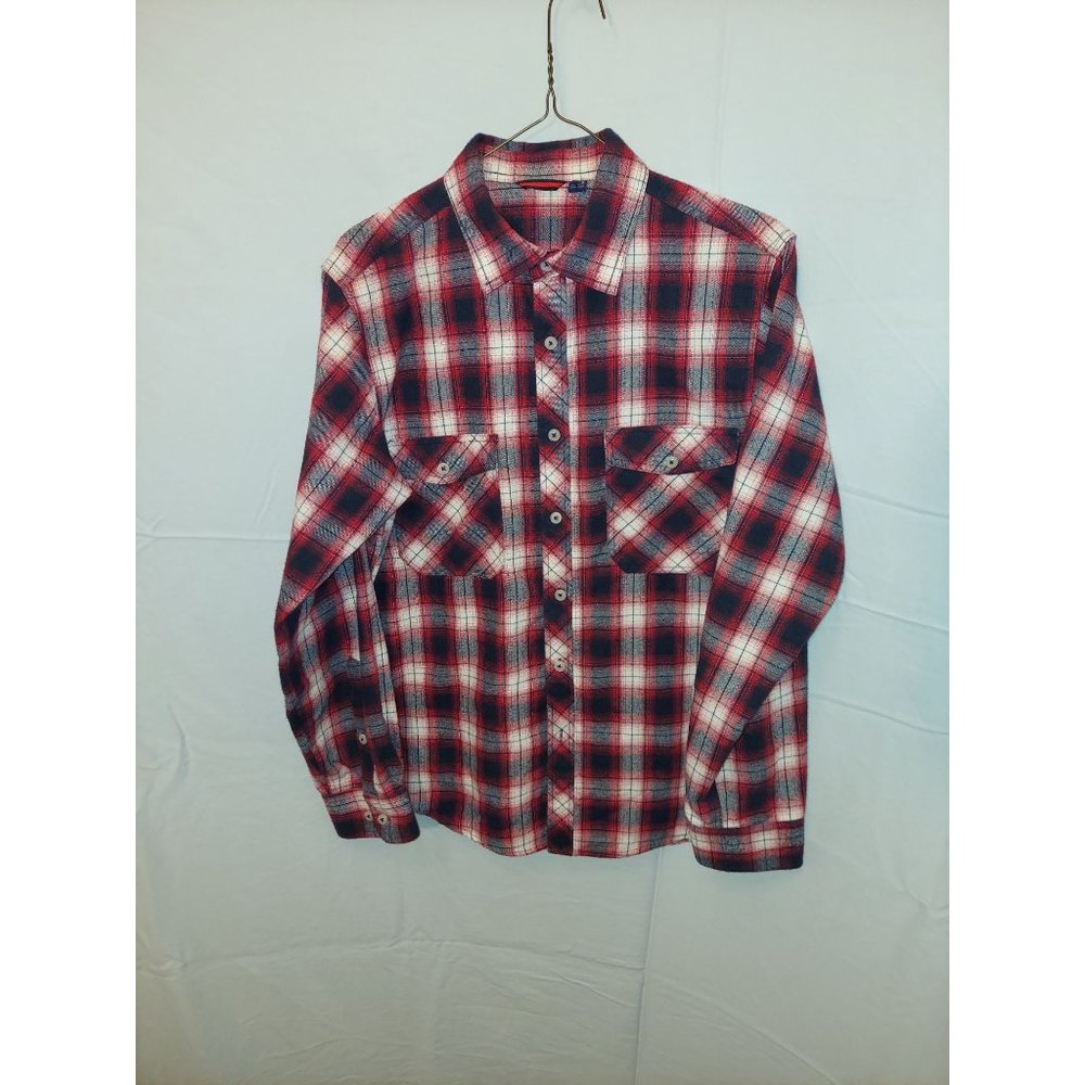 Men's Black and Red Flannel Long Sleeve Shirt Size S